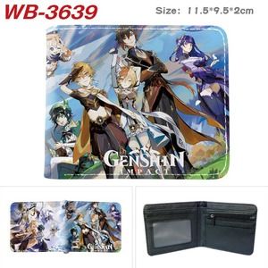 Most Popular Video Game Genshin Impact One Size Leather Purse Black Wallet B
